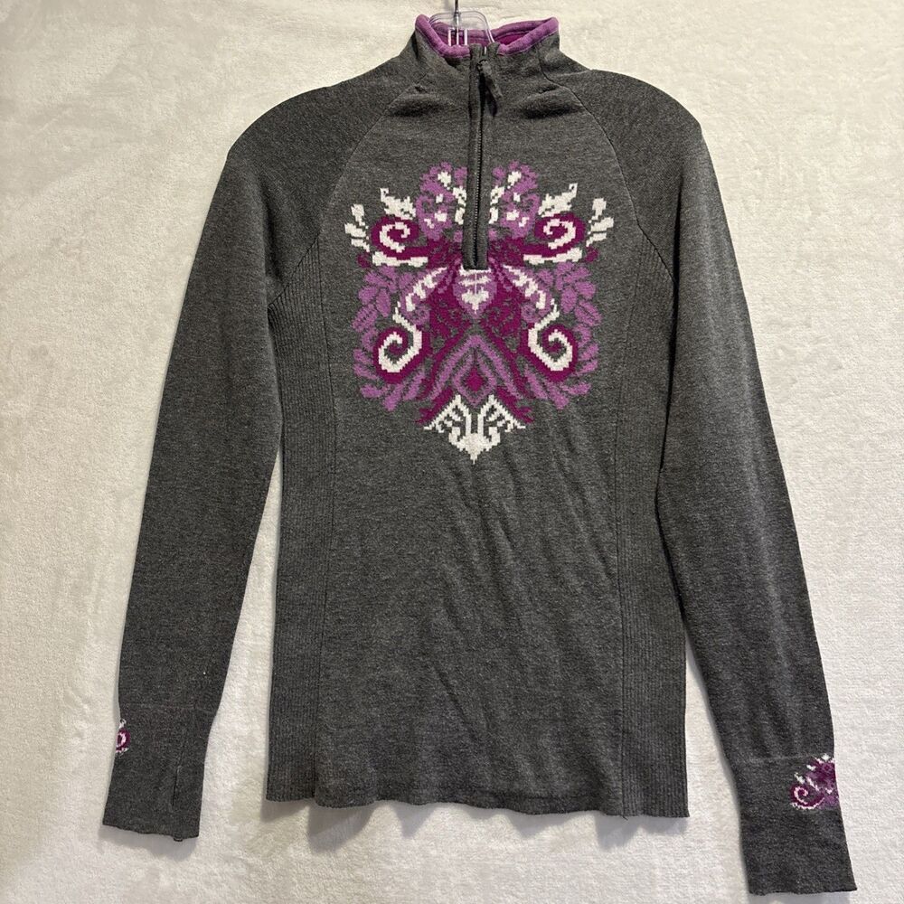 Telluride Clothing Company 1/4 Zip Women's Sweater Fushia Purple Grey Small